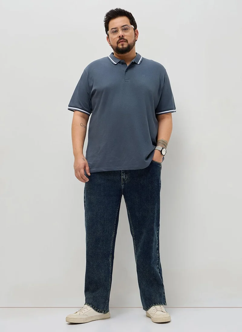 Urbano Fashion  Urbano Plus Men's Dark Blue Regular Fit Heavy Washed Denim Jeans Stretchable for Men | Best Price UAE